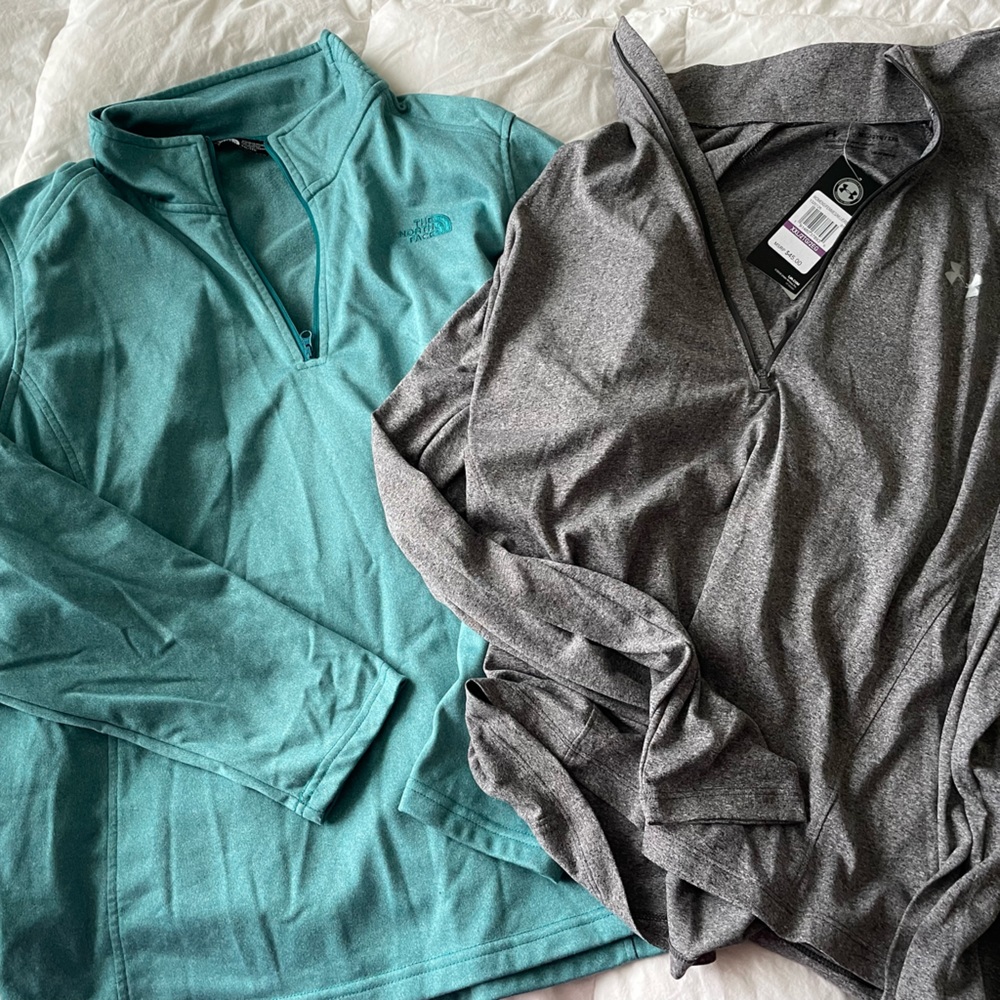 Womens XXL The North Face and Under Armor 1/4 zips